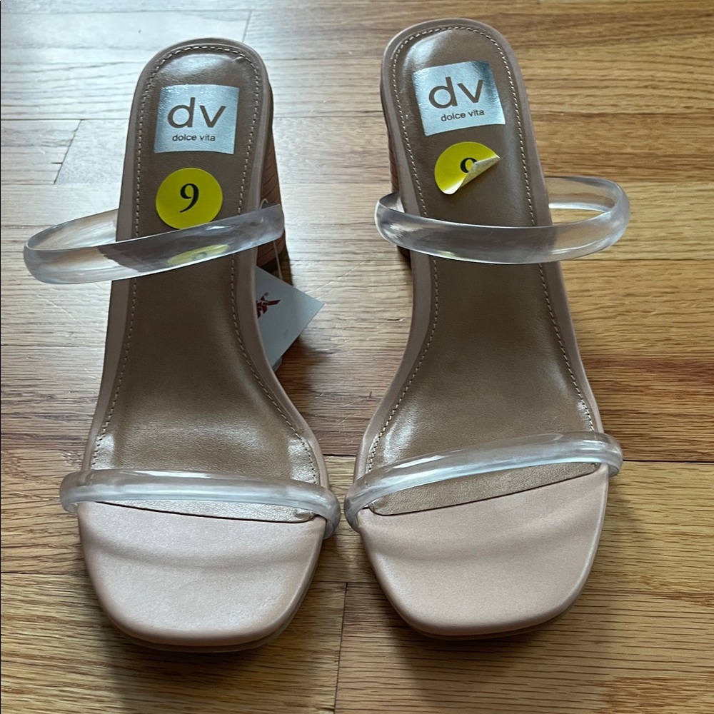 Dolce Vita Women's Heels with Clear Straps - pale blush